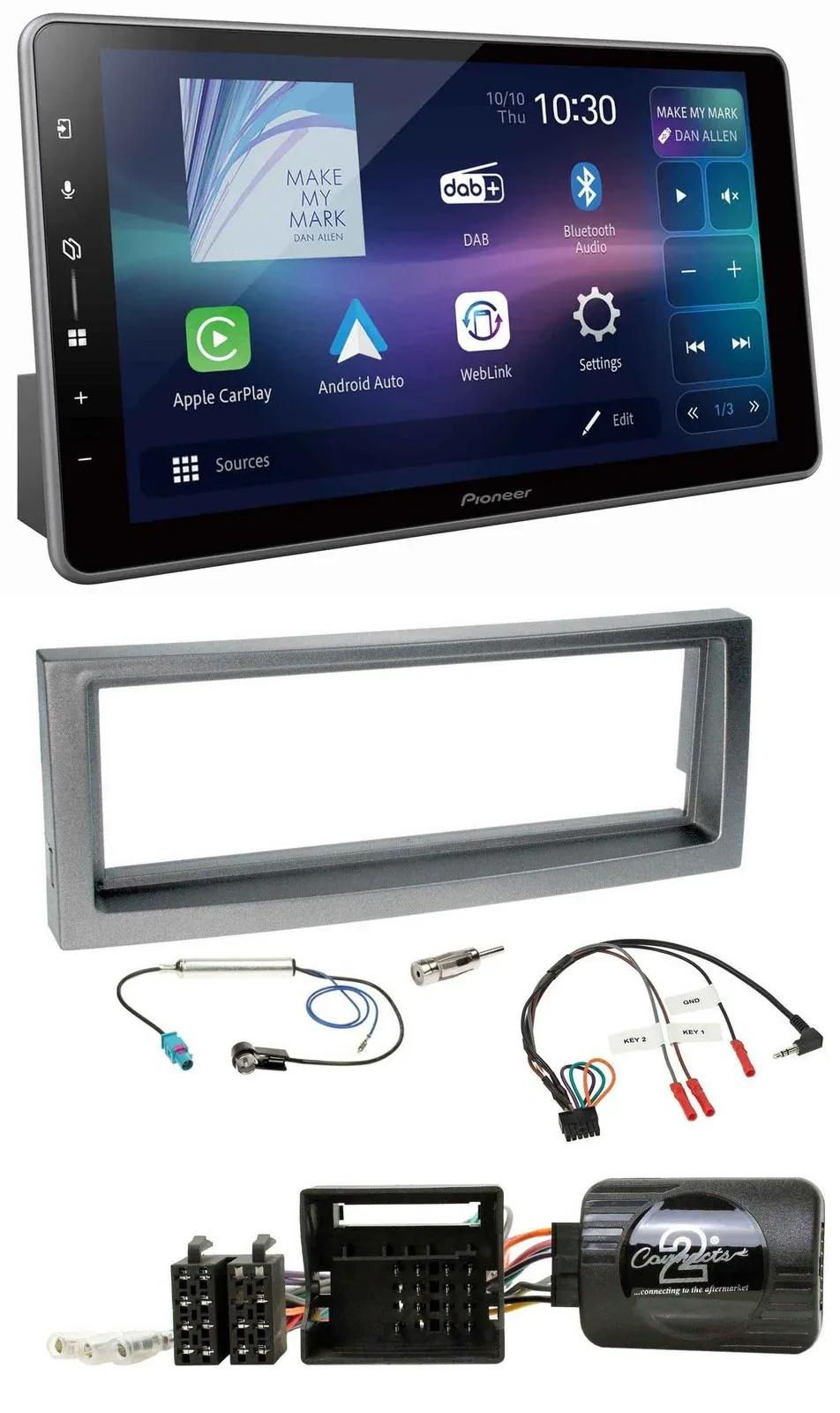 Pioneer Bluetooth USB DAB Lenkrad Autoradio für Citroen C5 ab 2005 grau-metallic