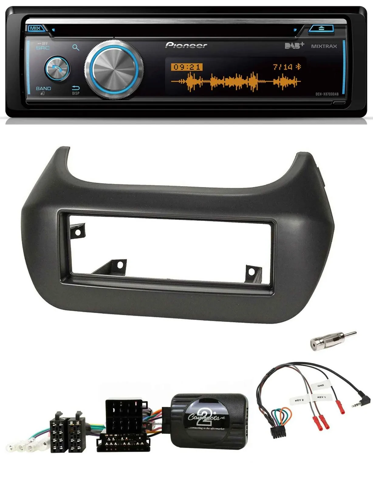 Pioneer Lenkrad DAB USB CD Bluetooth Autoradio für Fiat Fiorino Citroen Nemo Peu