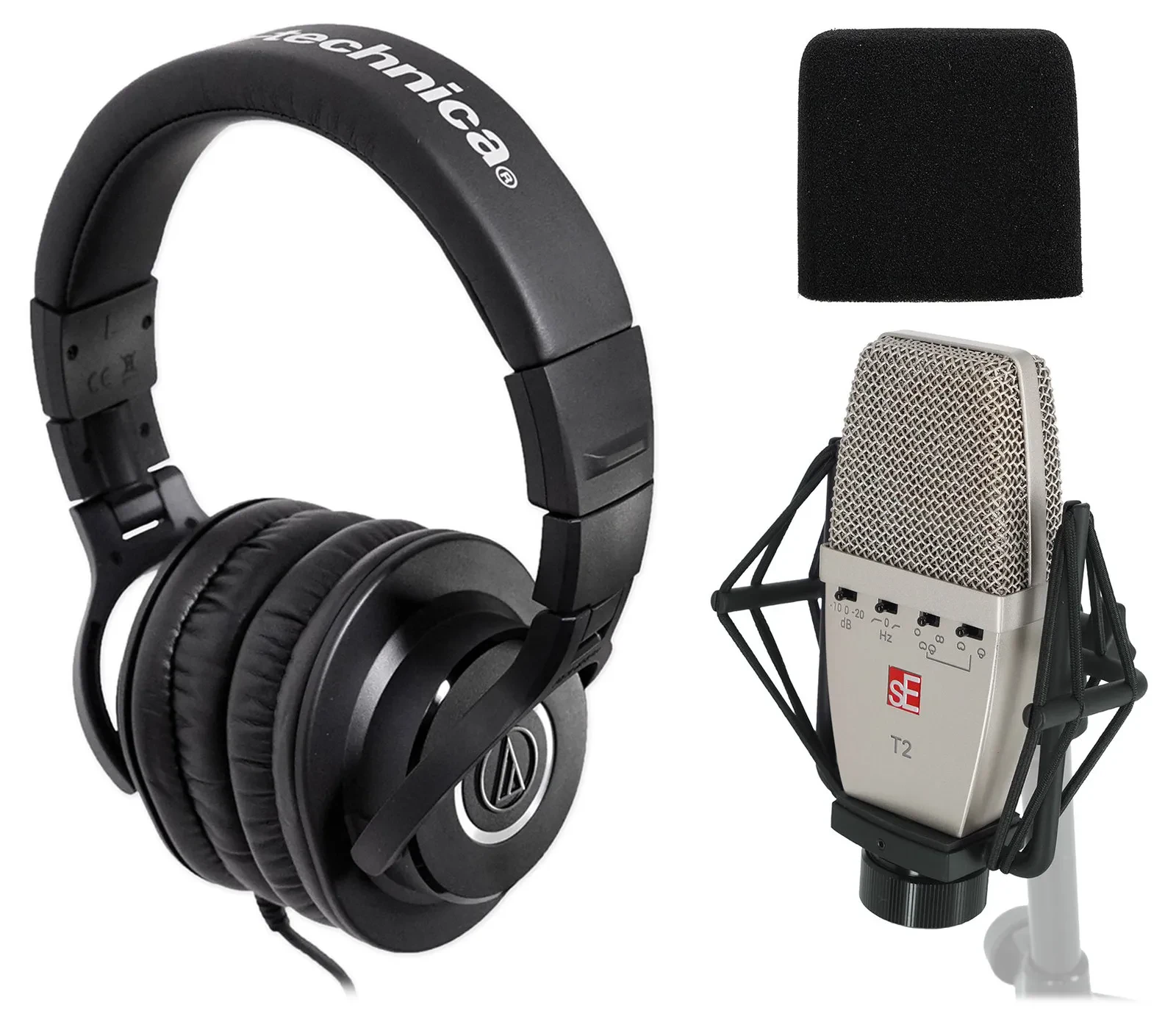 Микрофон для студии sE Electronics T2 (набор) с ветрозащитой и наушниками Audio-Technica ATH-M40x