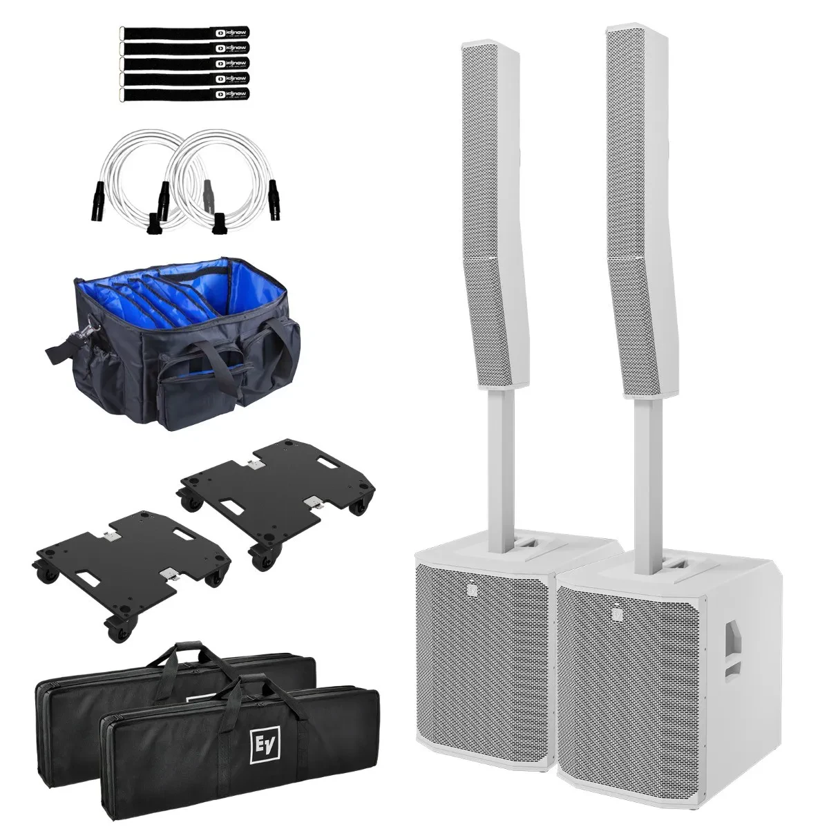 Electro-Voice EVOLVE 90 White Column Array Active Powered Speakers Pair Package