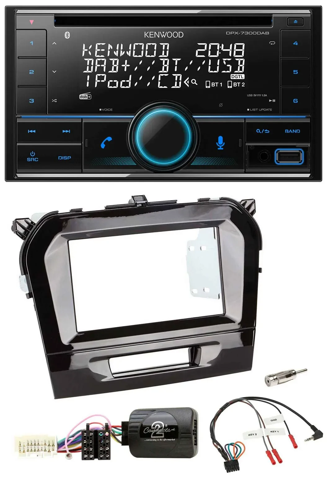 Kenwood CD 2DIN DAB USB Lenkrad Bluetooth Autoradio für Suzuki Vitara ab 2015