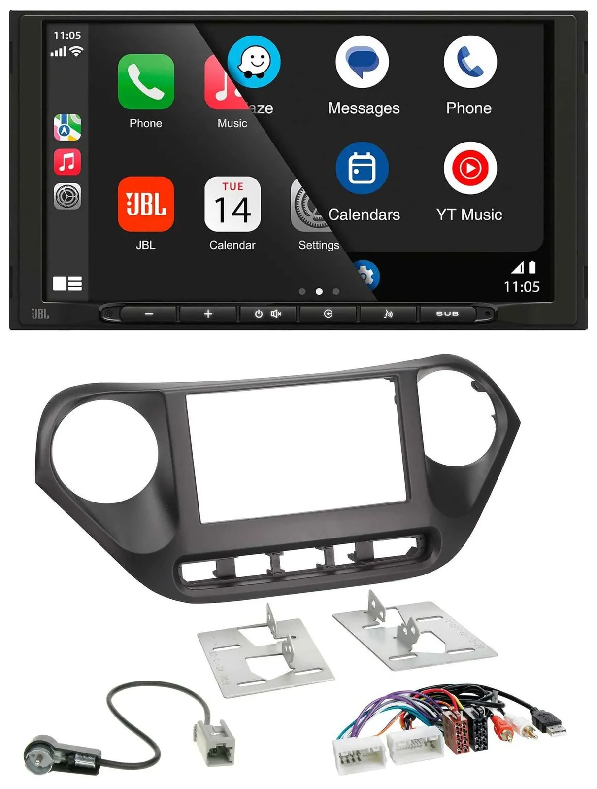 JBL USB 2DIN MP3 Bluetooth AUX Autoradio für Hyundai i10 ab 2013 AUX USB