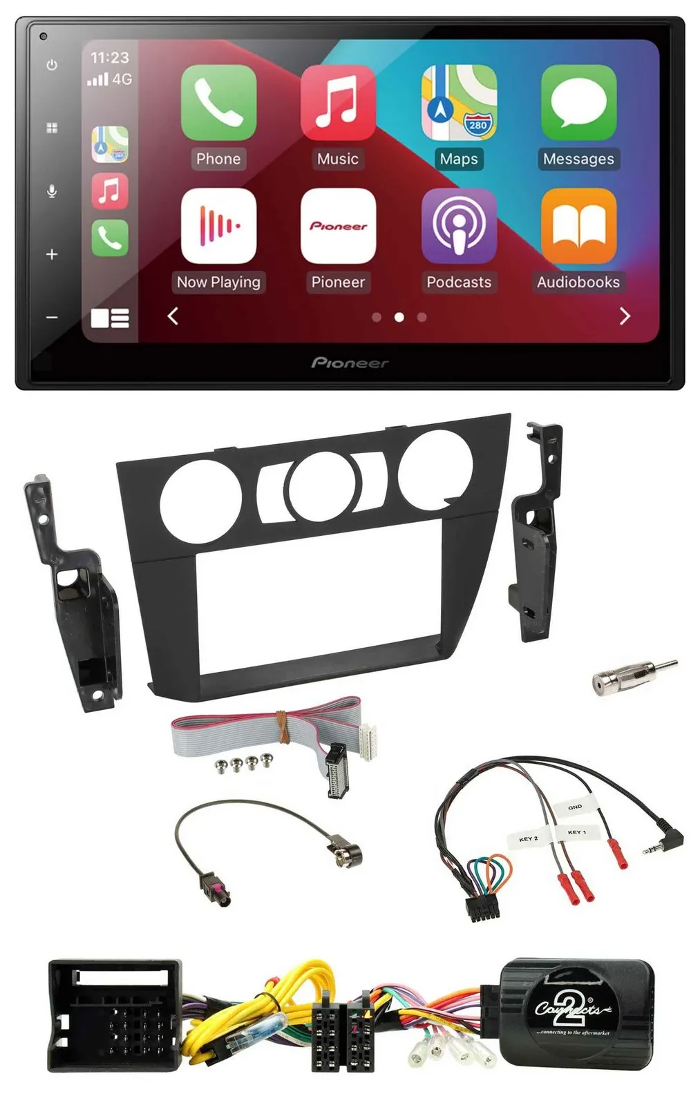 Автомагнитола для BMW 3 серии (2005–2013) Pioneer 2DIN DAB Bluetooth USB, управление с руля, для автомобилей с ручным климат-контролем