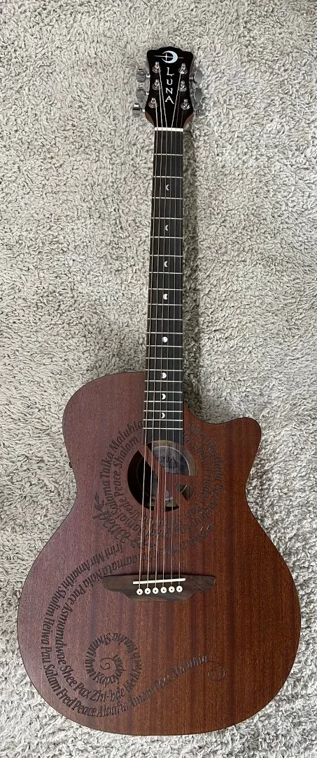 Luna Guitars Luna GYP E MALU MAH Gypsy Peace Maluhia Grand Concert Acoustic Electric Guitar