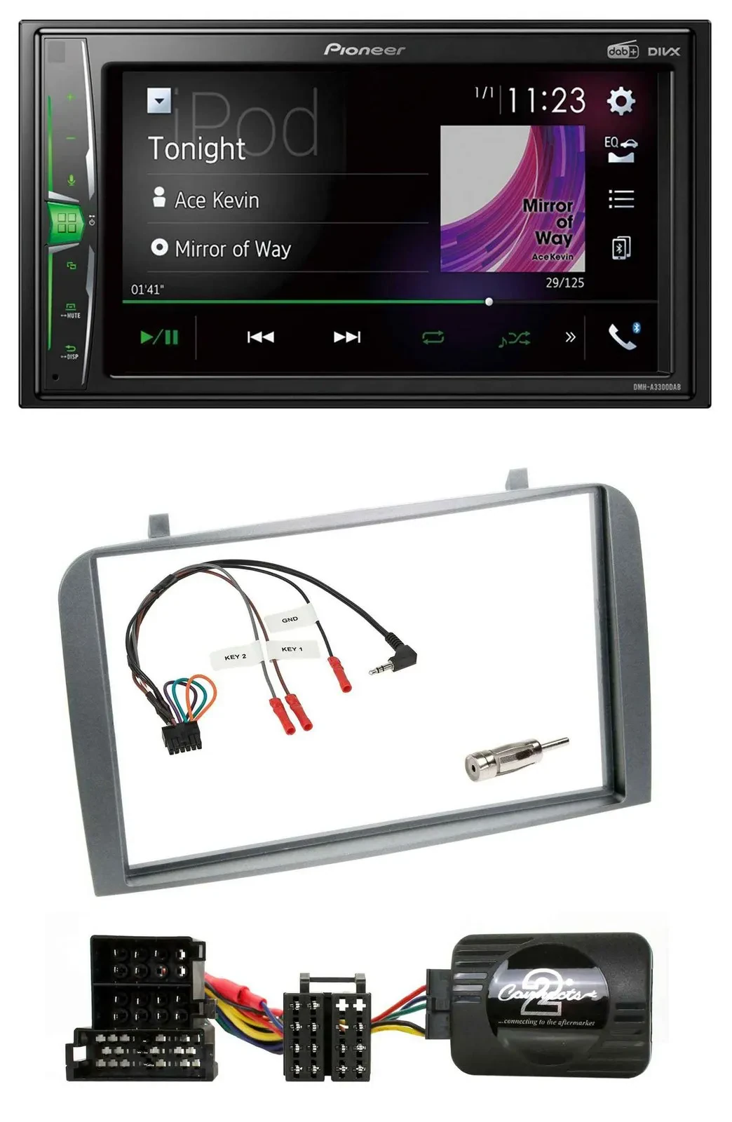 Pioneer 2DIN Lenkrad DAB USB Bluetooth Autoradio für Alfa Romeo GT 147 2000-2008