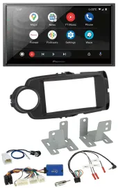 Автомагнитола Pioneer 2-DIN, DAB, Bluetooth, USB, для Toyota Yaris (с 2014), черный, поддержка кнопок на руле