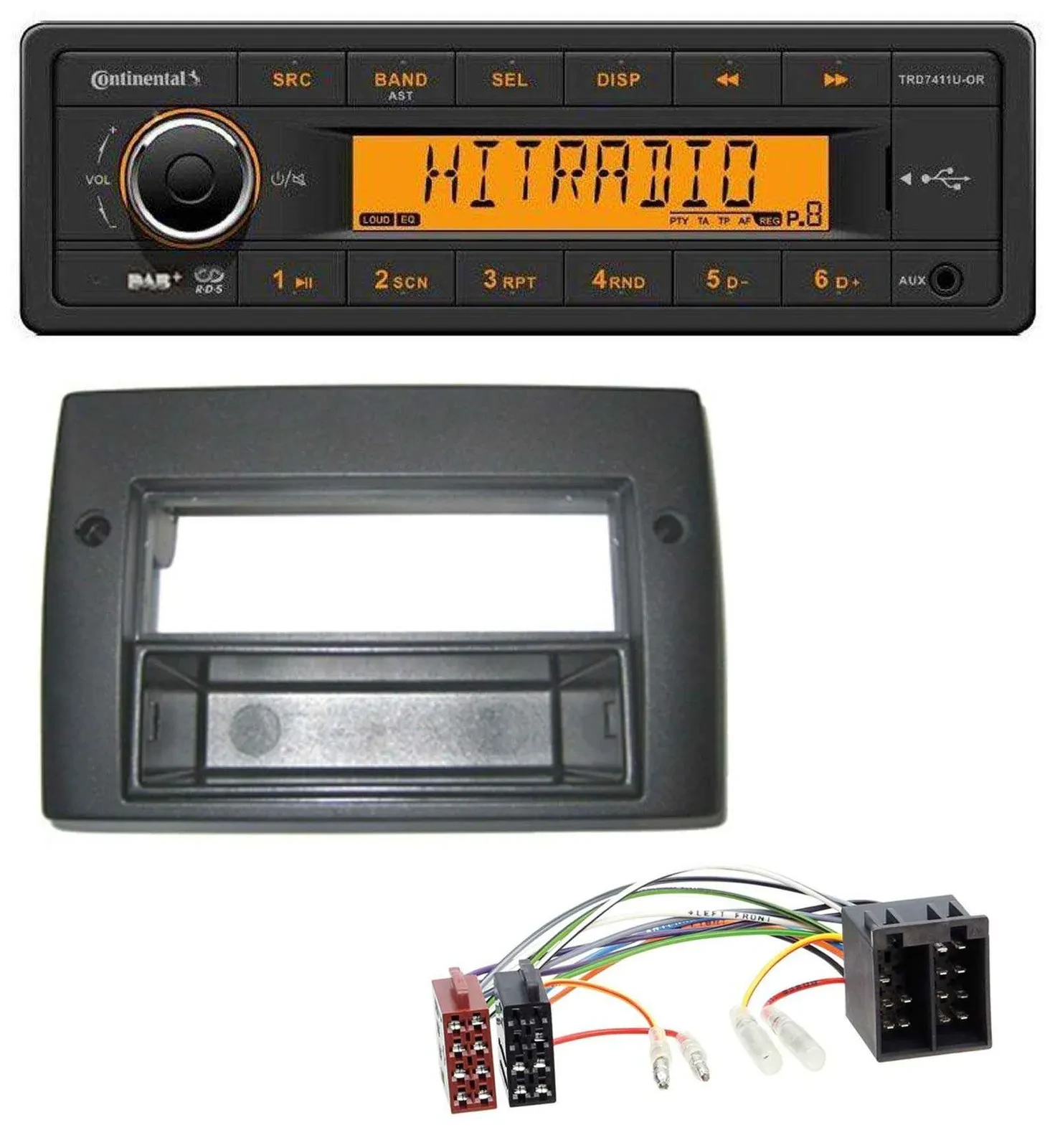 Continental 1DIN DAB MP3 AUX USB Autoradio für Fiat Stilo 192 01-08 Profiversion