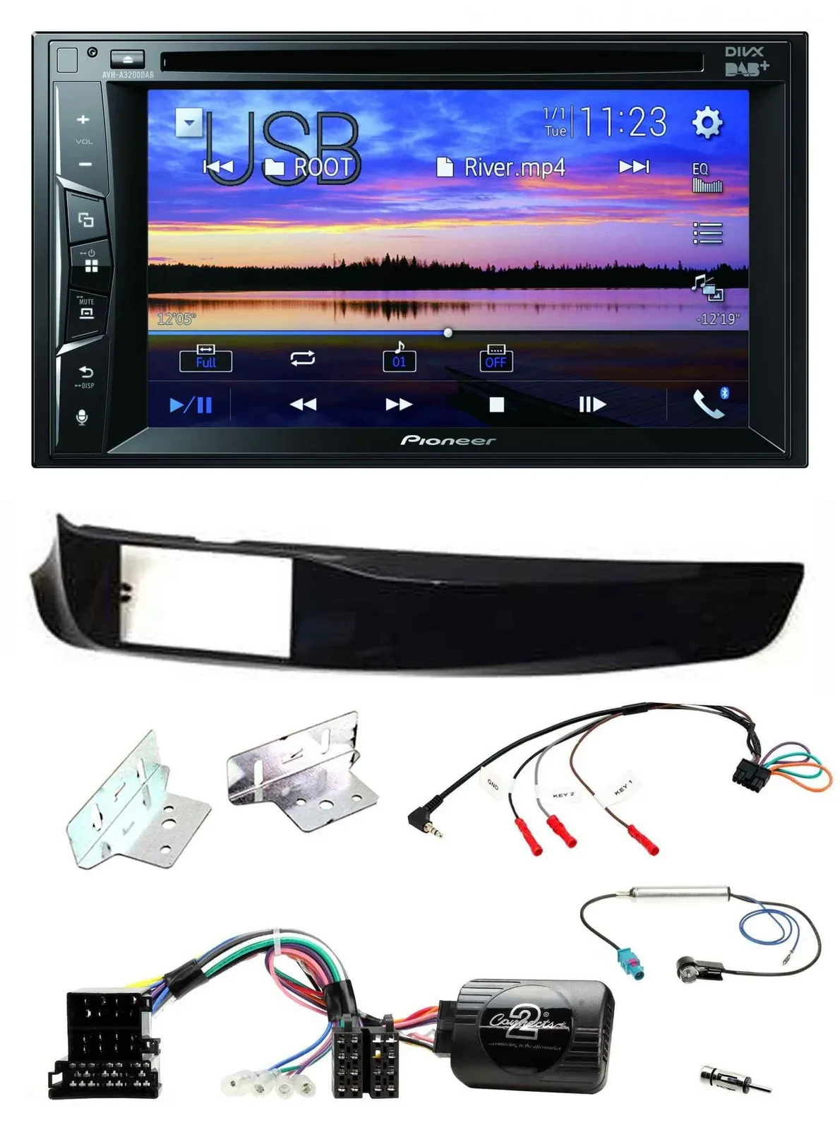 Pioneer Bluetooth 2DIN USB DVD DAB Lenkrad Autoradio für Alfa Giulietta 940 10-1
