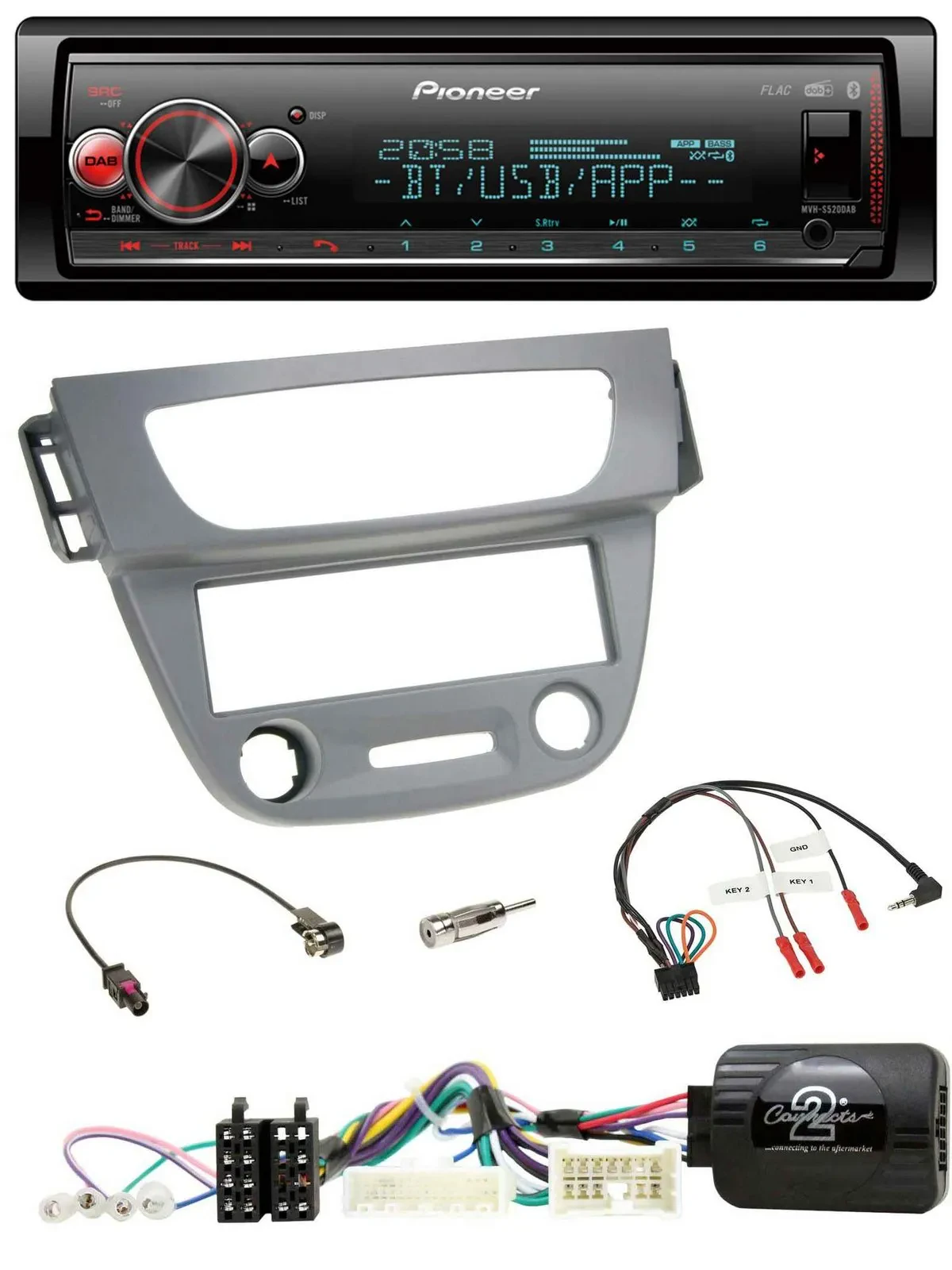 Pioneer Bluetooth USB Lenkrad DAB Autoradio für Renault Megane 3 2012-2014 grau