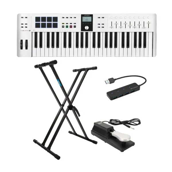 Arturia KeyLab Essential 49 mk3 MIDI Keyboard Controller w/Stand Pedal Bundle