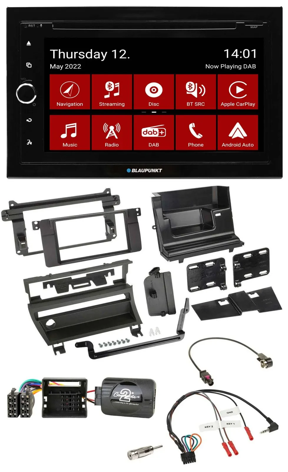 Blaupunkt 2DIN Lenkrad Bluetooth USB TMC DAB Navigation für BMW 3-er E46 2001-20