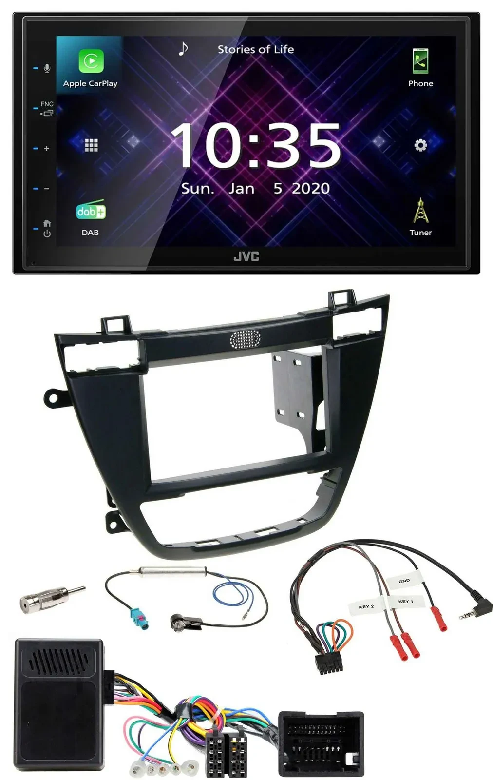 JVC DAB 2DIN Lenkrad Bluetooth USB Autoradio für Opel Insignia ab 08 schwarz