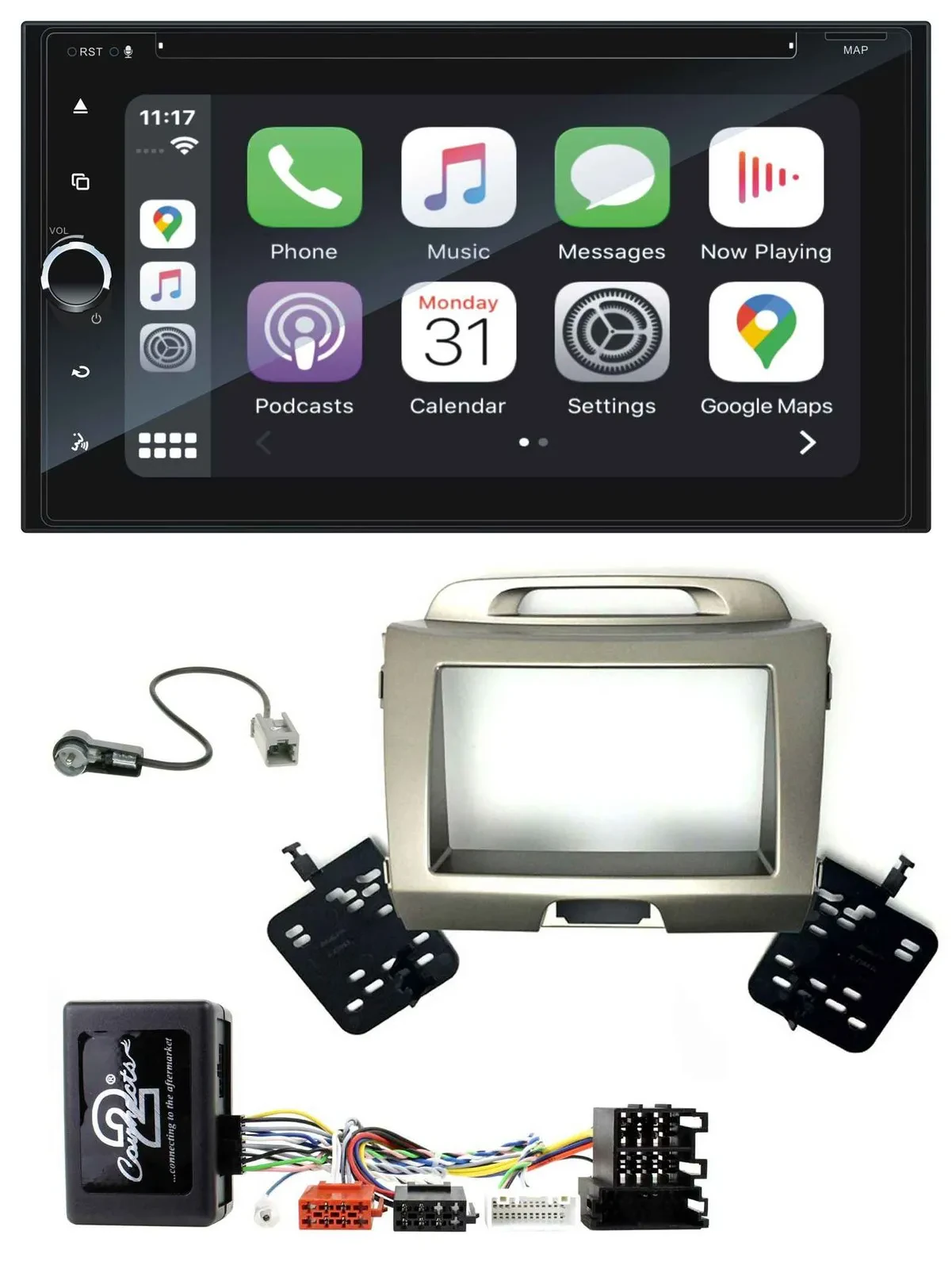 Blaupunkt DAB Lenkrad TMC Bluetooth USB 2DIN Navigation für Kia Sportage 3 Navi