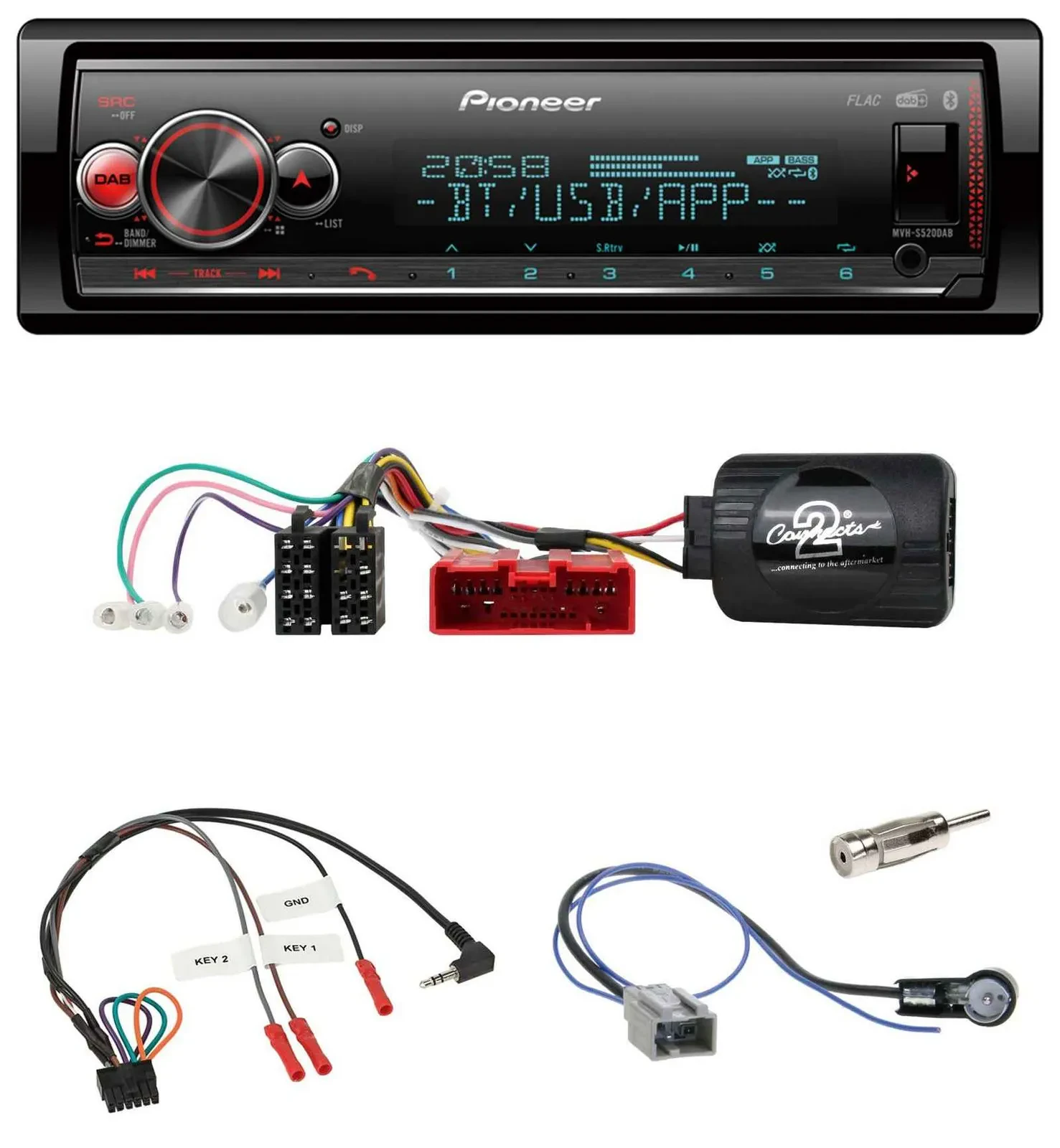 Pioneer Bluetooth USB Lenkrad DAB Autoradio für Mazda 2 Typ DY 2003-2007