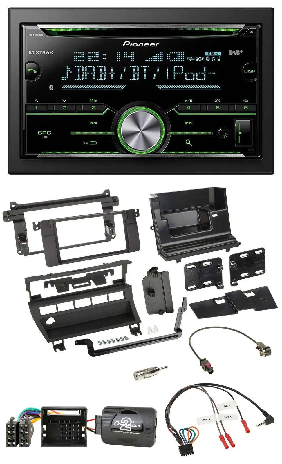 Pioneer Bluetooth Lenkrad DAB 2DIN USB CD Autoradio für BMW 3er 2001-2006 5 Scha