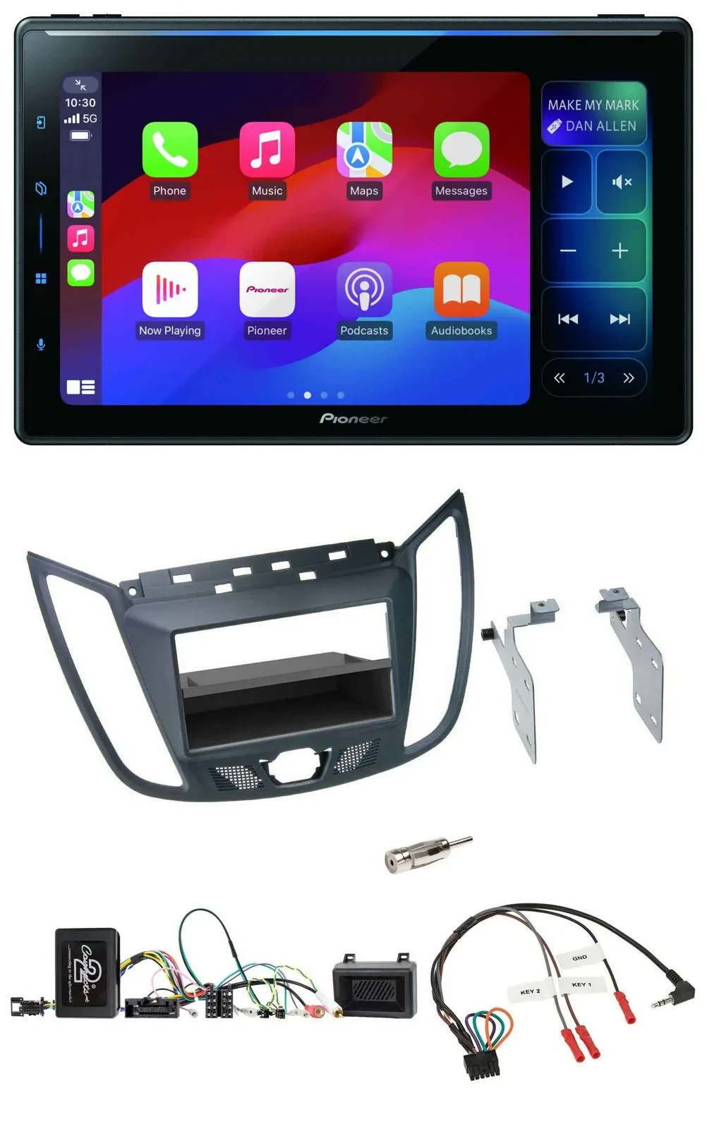 Pioneer Bluetooth DAB Lenkrad USB Autoradio für Ford C-Max Kuga dunkelgrau