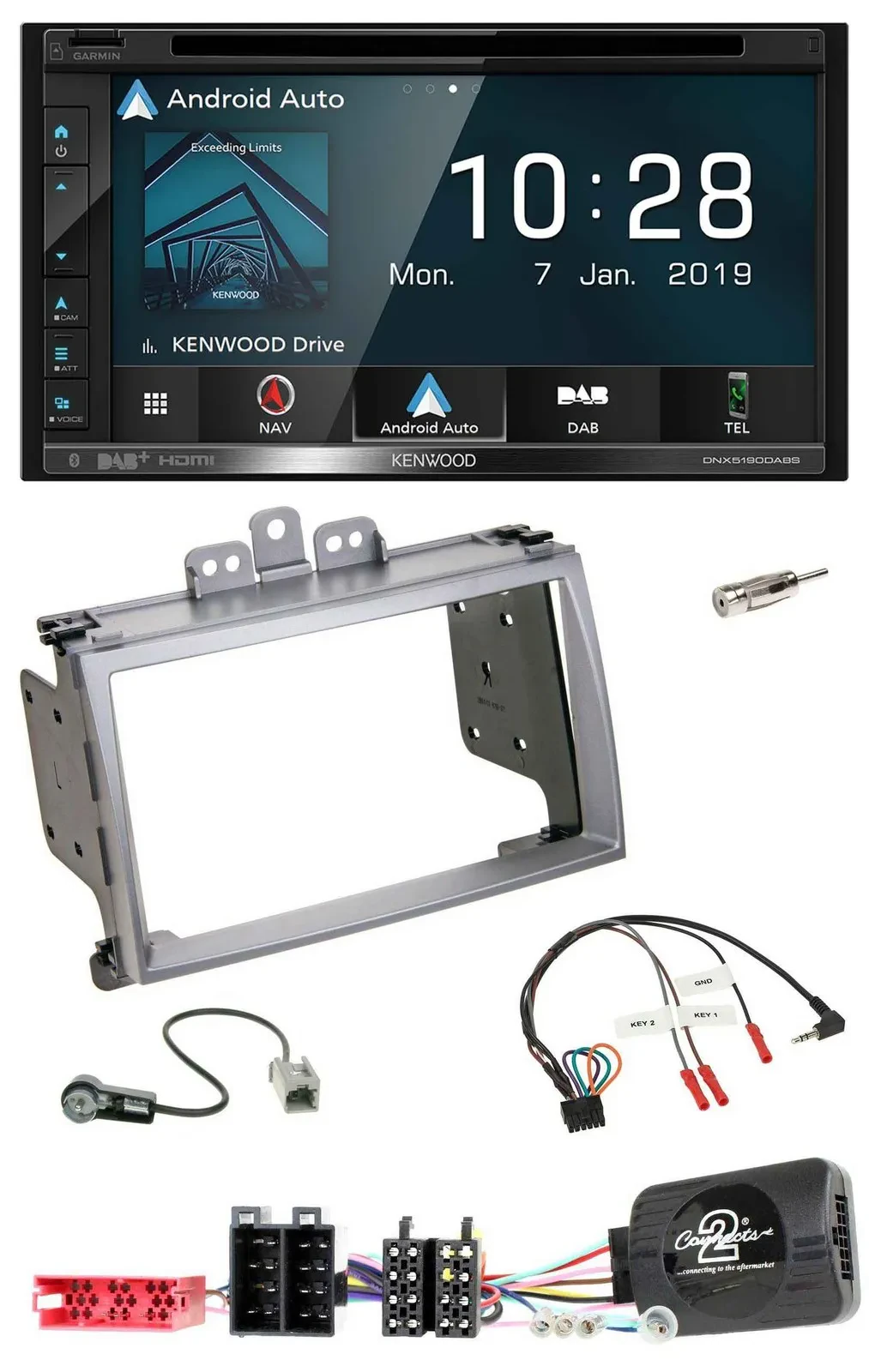 Kenwood DAB TMC USB 2DIN Lenkrad Bluetooth Navigation für Hyundai i20 2009-2012