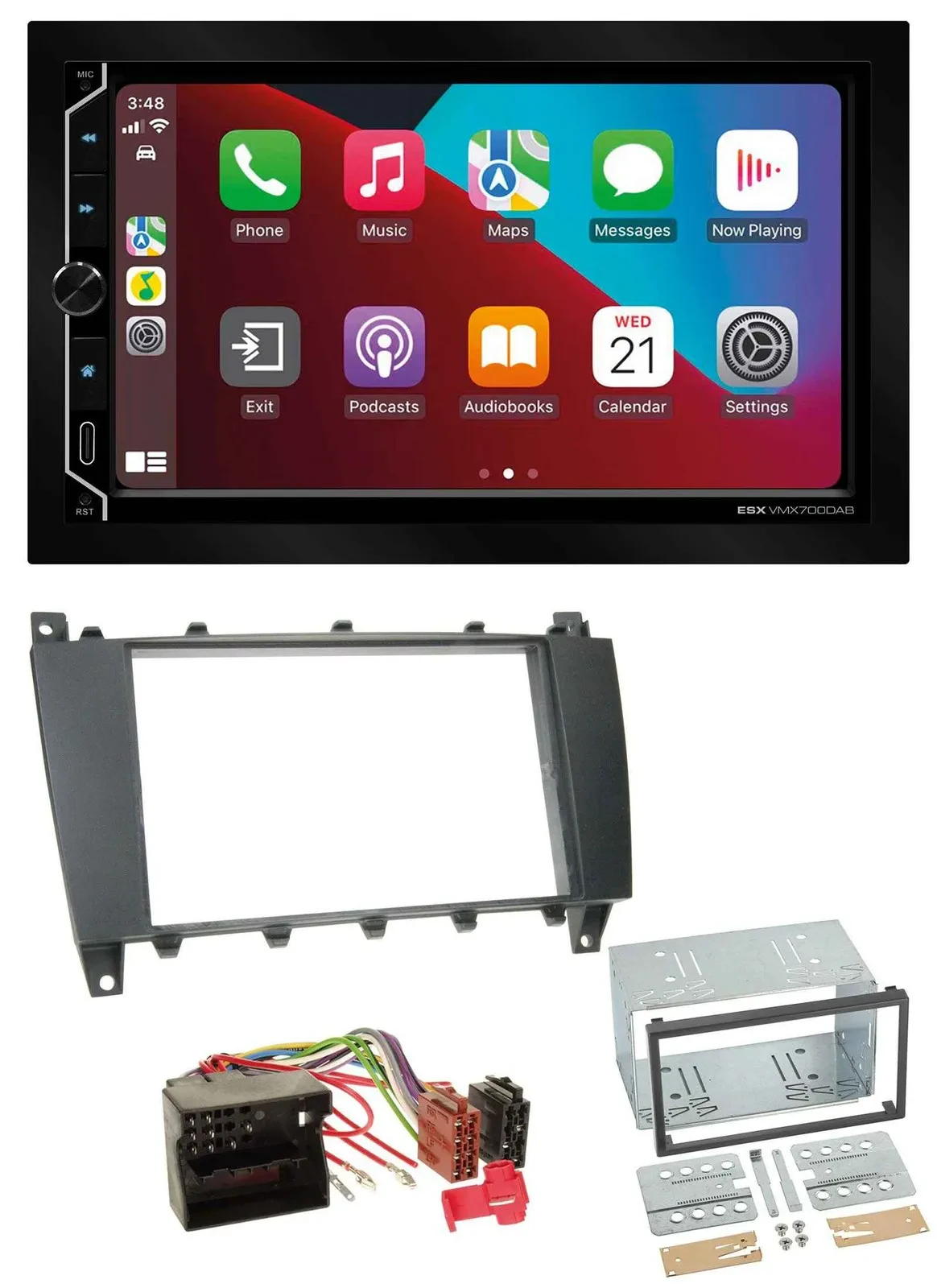 ESX 2DIN DAB USB MP3 Bluetooth Autoradio für Mercedes C-Klasse