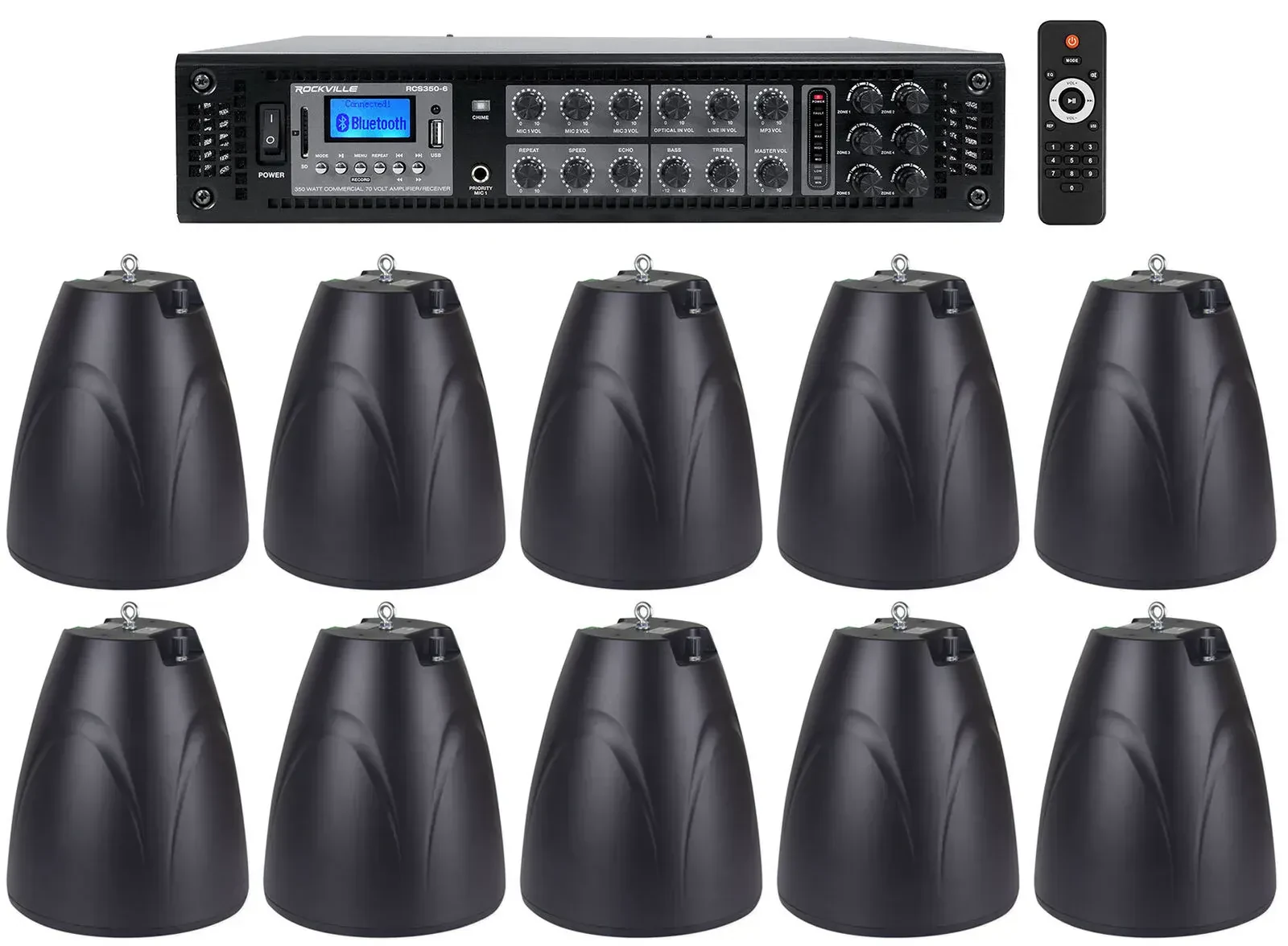 Потолочная акустика Rockville PEN-65T Black с усилителем (10 штук)