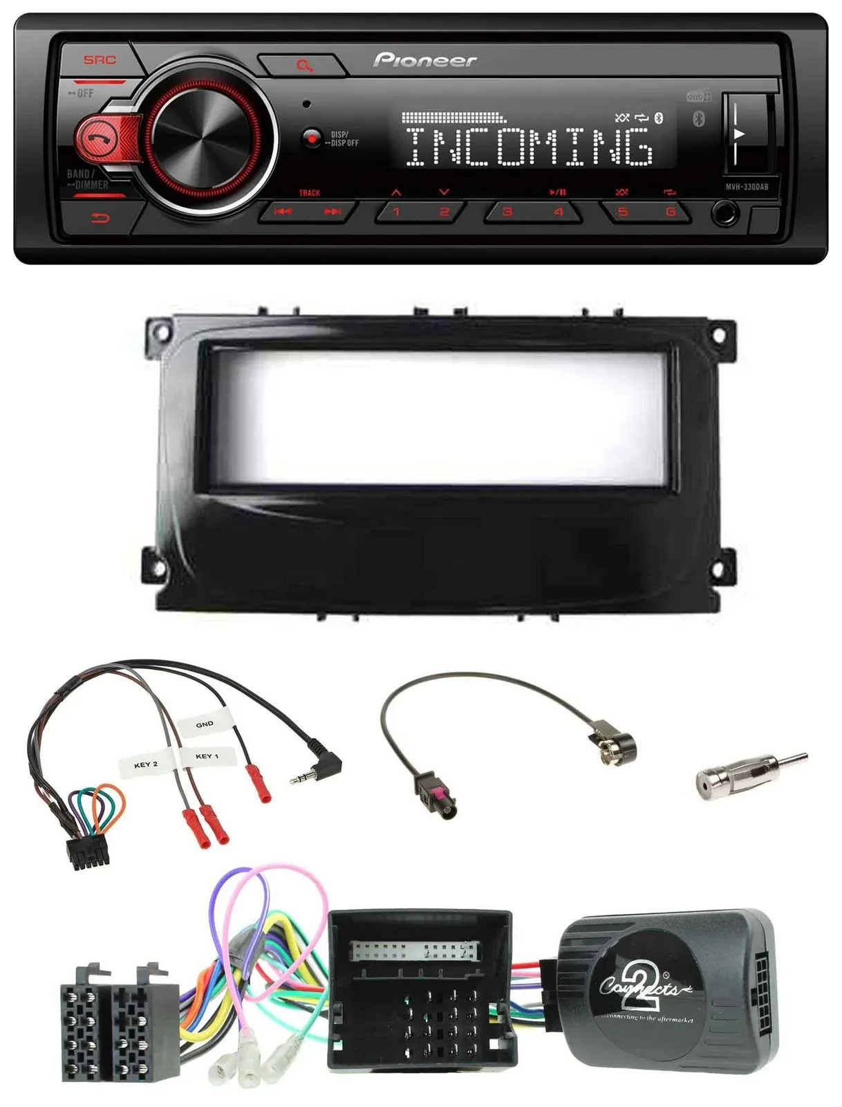 Pioneer Bluetooth USB DAB Lenkrad Autoradio für Ford Mondeo S-Max Can-Bus 07-14