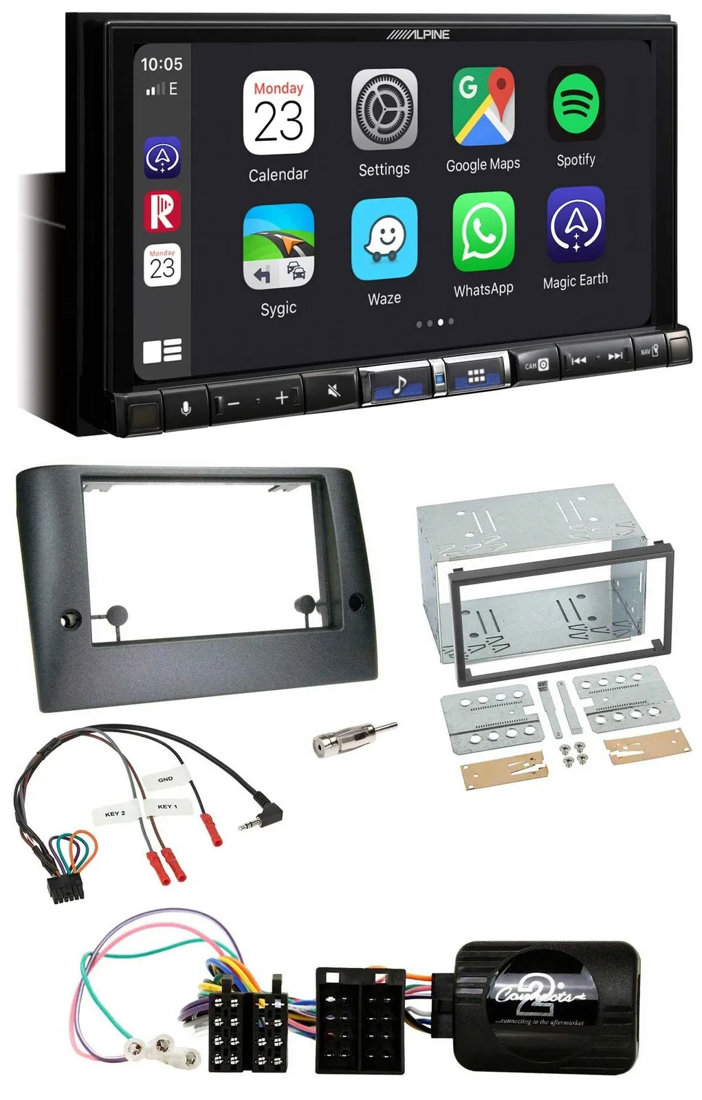 Alpine 2DIN DAB USB Lenkrad Bluetooth Autoradio für Fiat Stilo 2005-2007