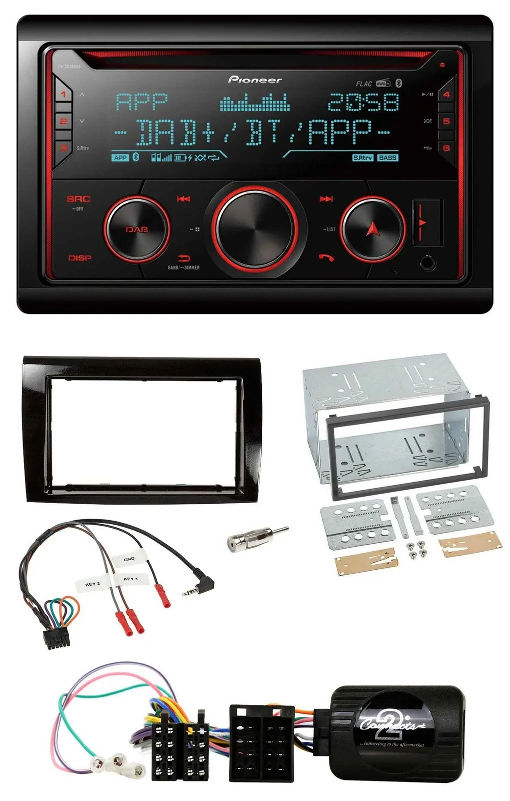 Автомагнитола Pioneer 2-DIN, DAB, Bluetooth, USB, CD, совместима с кнопками на руле, для Fiat Bravo 2007–2014