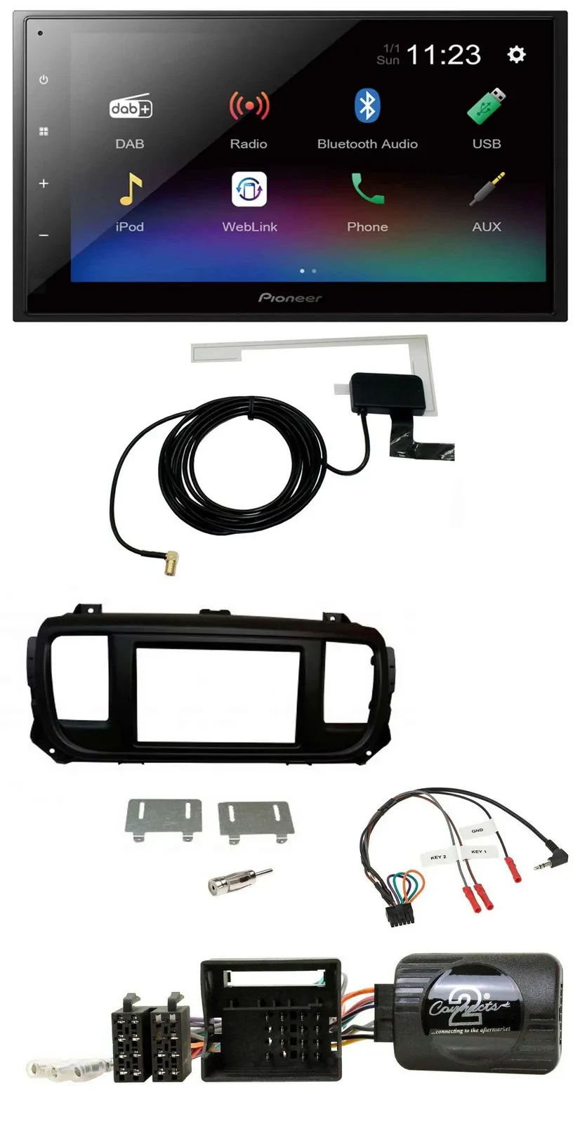 Автомагнитола Pioneer 2DIN DAB Bluetooth USB для Toyota Proace и Citroen Jumpy