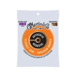 Martin Authentic MA535FX Flexible Core Custom Light A/G Strings, 11-52, 3-Pack
