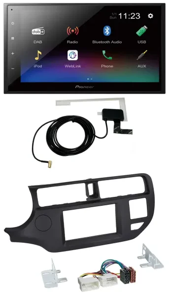 Pioneer DAB MP3 Bluetooth 2DIN USB Autoradio für Kia Rio 11-14 UB schwarz