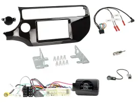 Установочный комплект для автомагнитолы Caraudio24 2-DIN, для Kia Rio UB 2017–2023, черный глянец, с адаптером управления на руле