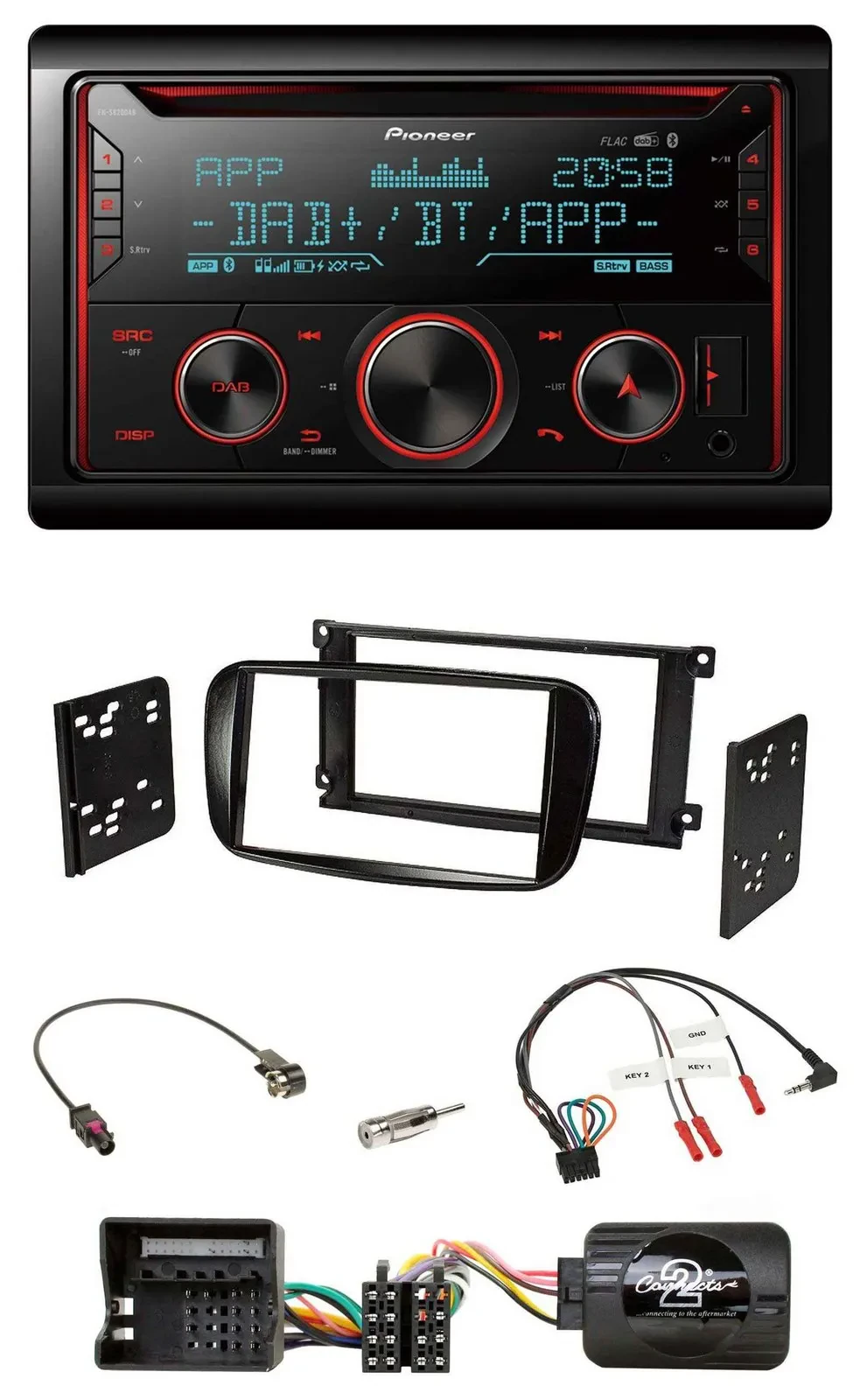 Pioneer 2DIN DAB Lenkrad Bluetooth USB CD Autoradio für Ford Mondeo 07-14 S-Max