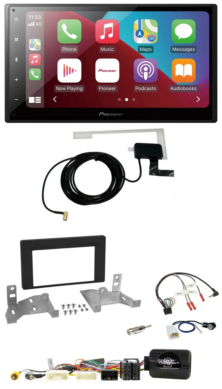 Pioneer USB Bluetooth DAB Lenkrad 2DIN Autoradio für Toyota Aygo ab 22 AB7 schwa