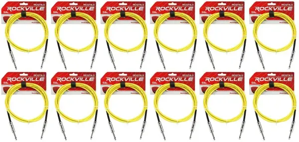 Инструментальный кабель Rockville RCGT6.0Y Yellow 1.8 м (12 штук)