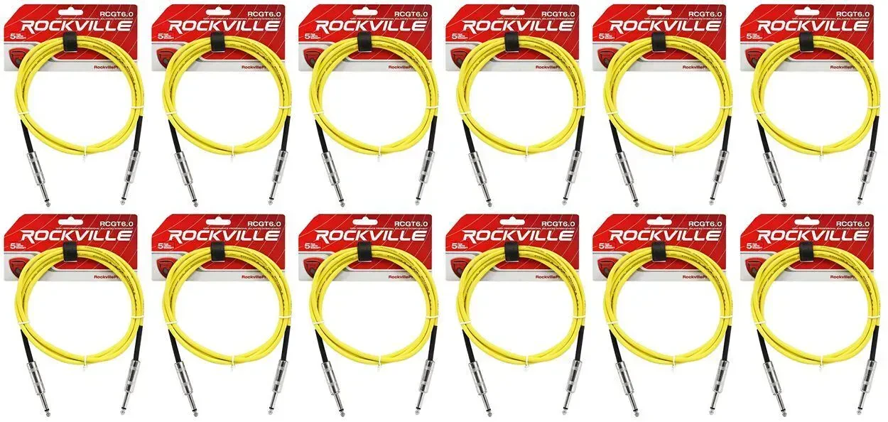 Инструментальный кабель Rockville RCGT6.0Y Yellow 1.8 м (12 штук)