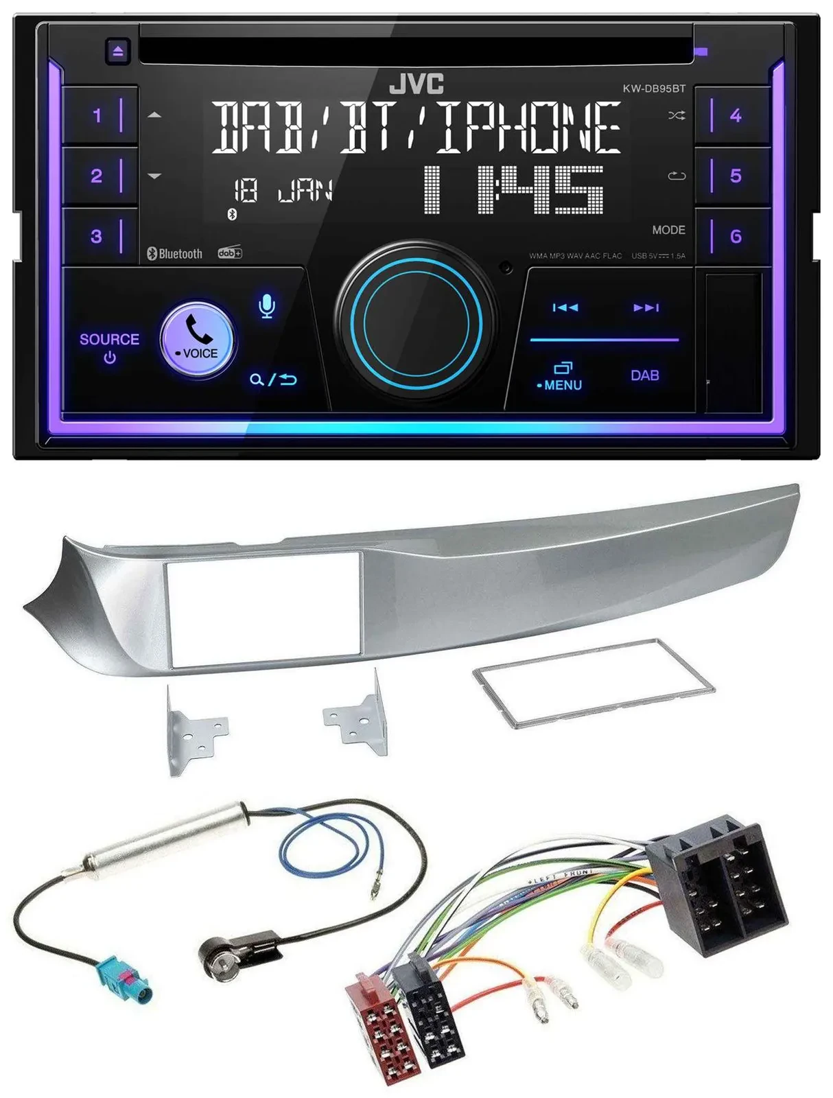 JVC MP3 USB 2DIN DAB Bluetooth CD Autoradio für Alfa Giulietta 05/2010-10/2013 s