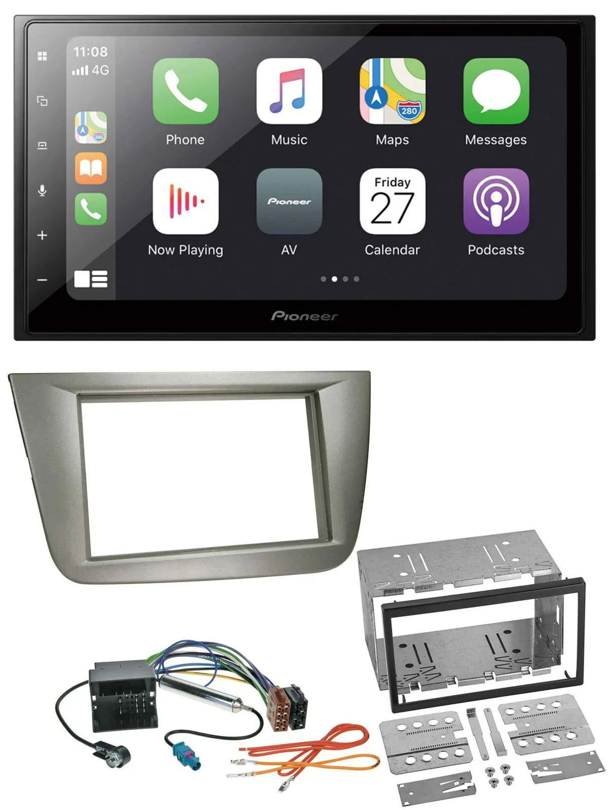 Автомагнитола для Seat Altea XL/Altea/Toledo Pioneer 2-DIN, MP3, Bluetooth, DAB, USB, серебристый