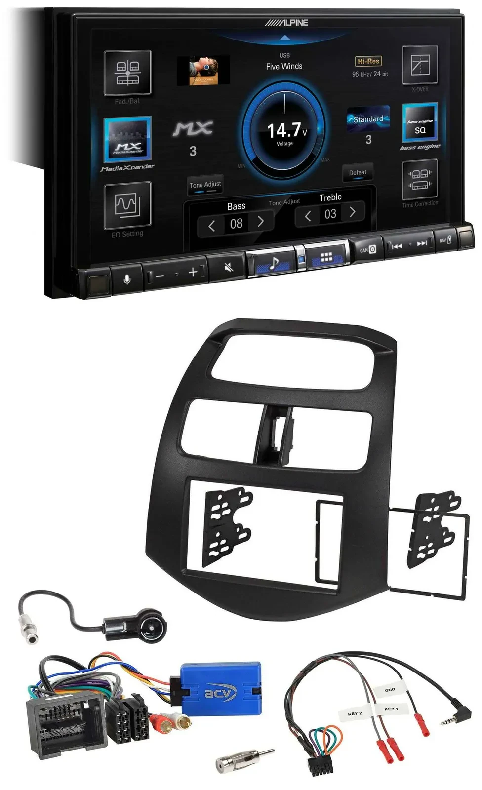 Alpine DAB 2DIN USB Bluetooth Lenkrad Autoradio für Chevrolet Spark 2013-2015