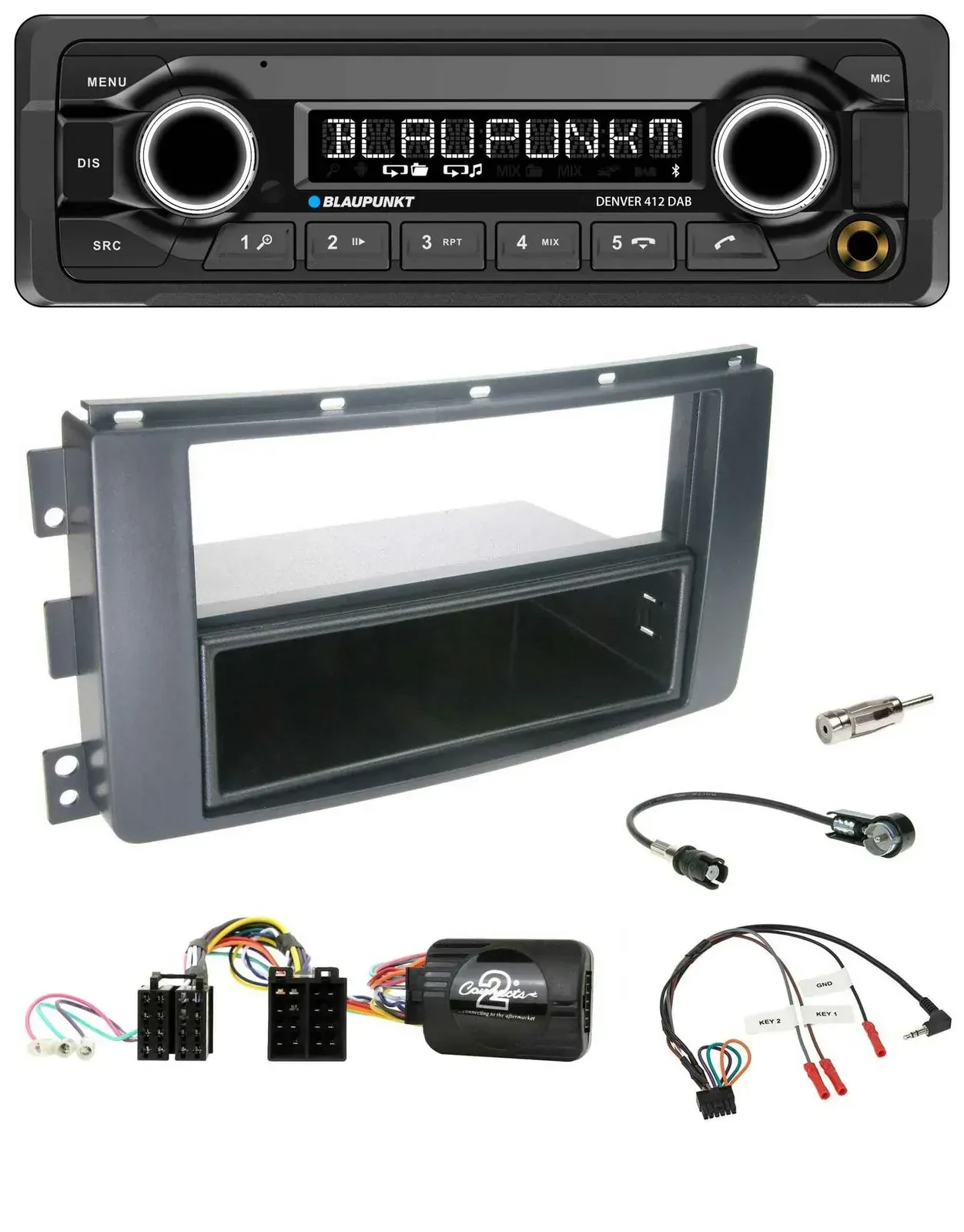 Blaupunkt Bluetooth DAB Lenkrad USB Autoradio für Smart ForFour 2004-2006 schwar