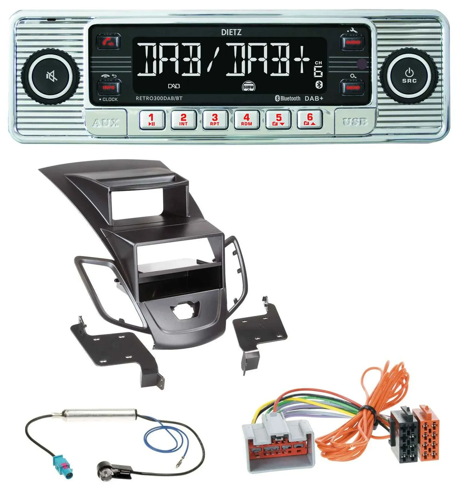 Автомагнитола Dietz Bluetooth MP3 DAB USB для Ford Fiesta 08–10 черный