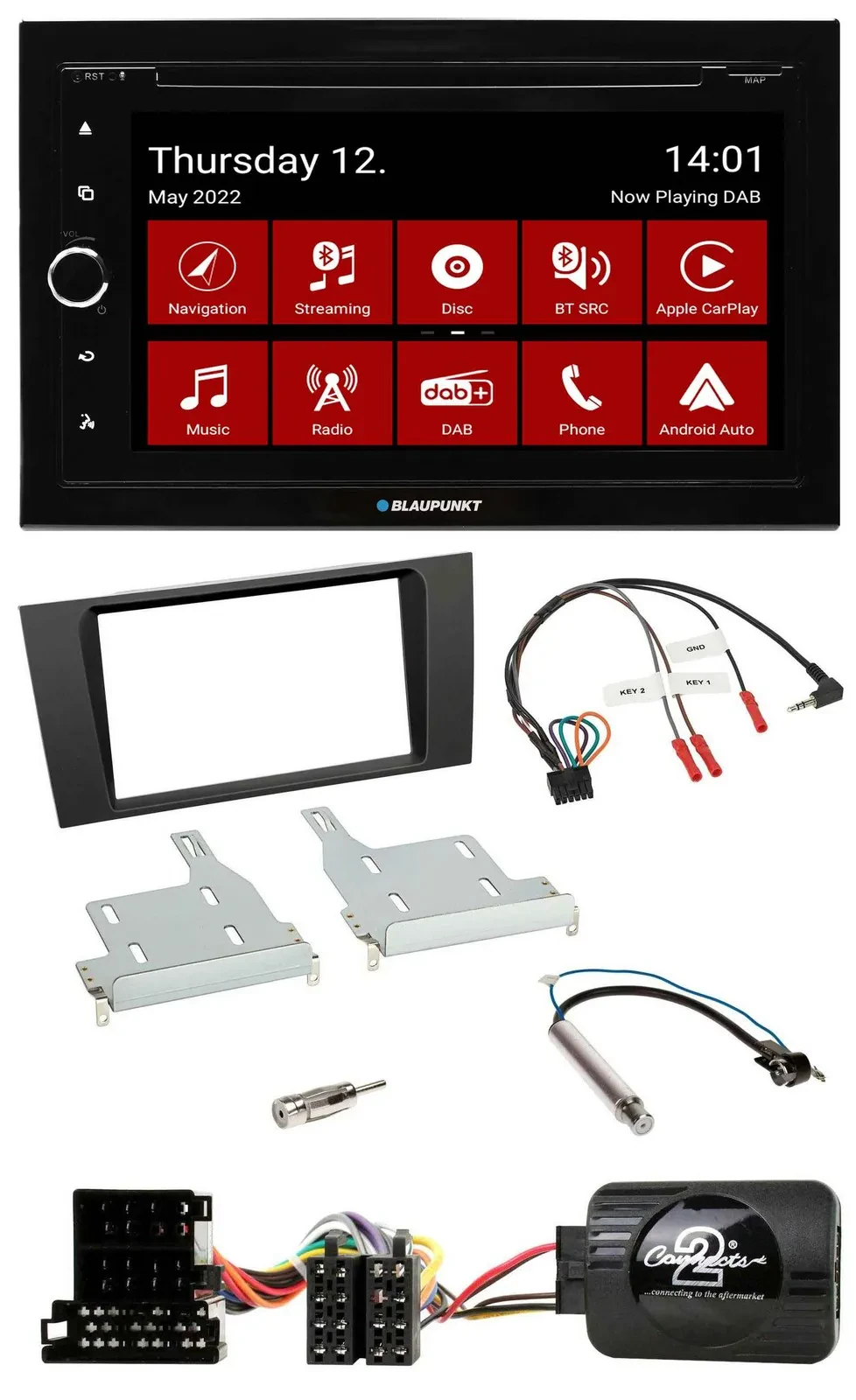 Blaupunkt Lenkrad DVD Bluetooth DAB 2DIN USB Autoradio für Audi A4 1999-2001