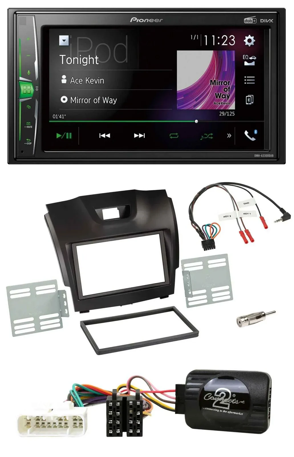 Pioneer 2DIN Lenkrad DAB USB Bluetooth Autoradio für Isuzu D-Max ab 12 dunkelgra