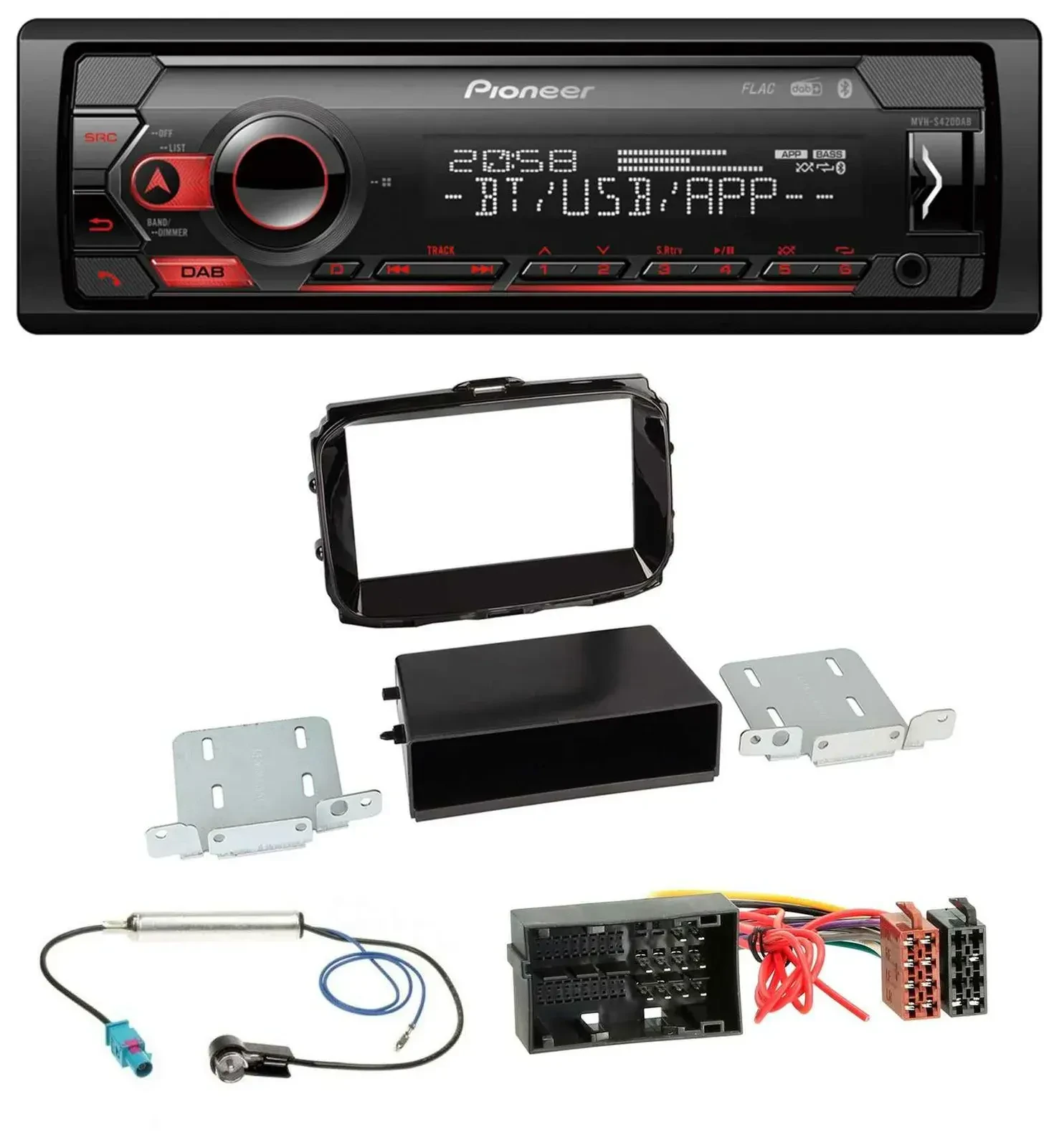 Автомагнитола Pioneer MP3 USB DAB Bluetooth для Alfa Romeo Giulietta 52-pin с 2013, черный глянец