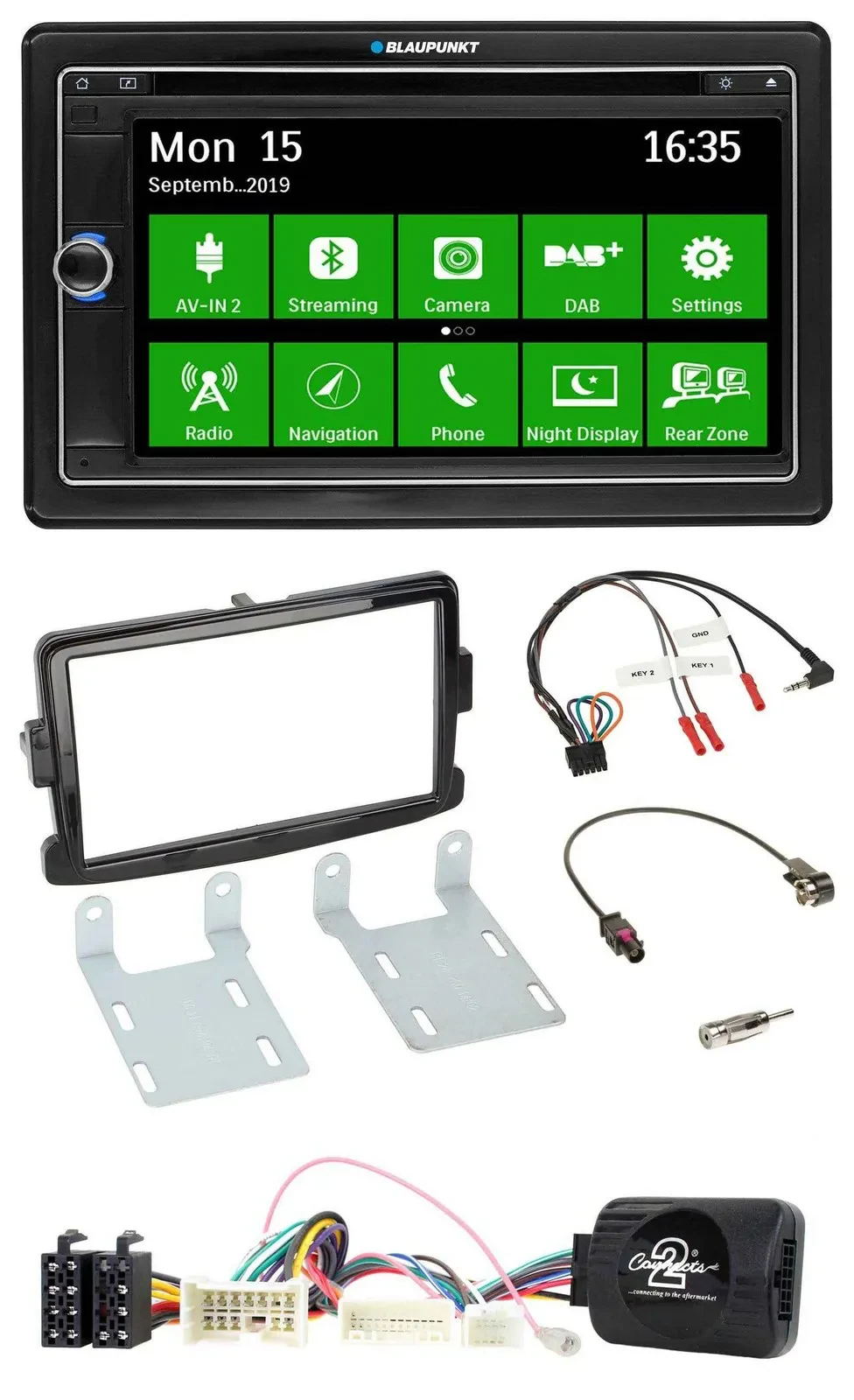 Blaupunkt Bluetooth 2DIN Lenkrad DAB USB TMC Navigation für Dacia Sandero ab 13