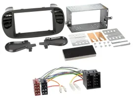 Radioeinbauset Doppel DIN Autoradio für Fiat 500 bis 2012 schwarz soft touch