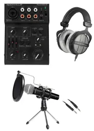 Rockville 1-Person Podcast Podcasting Kit w/ Beyerdynamic DT-990 Headphones