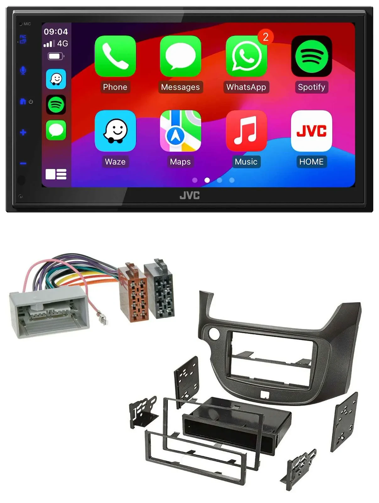 JVC Bluetooth 2DIN MP3 DAB USB Autoradio für Honda Jazz ab 09 dunkelgrau
