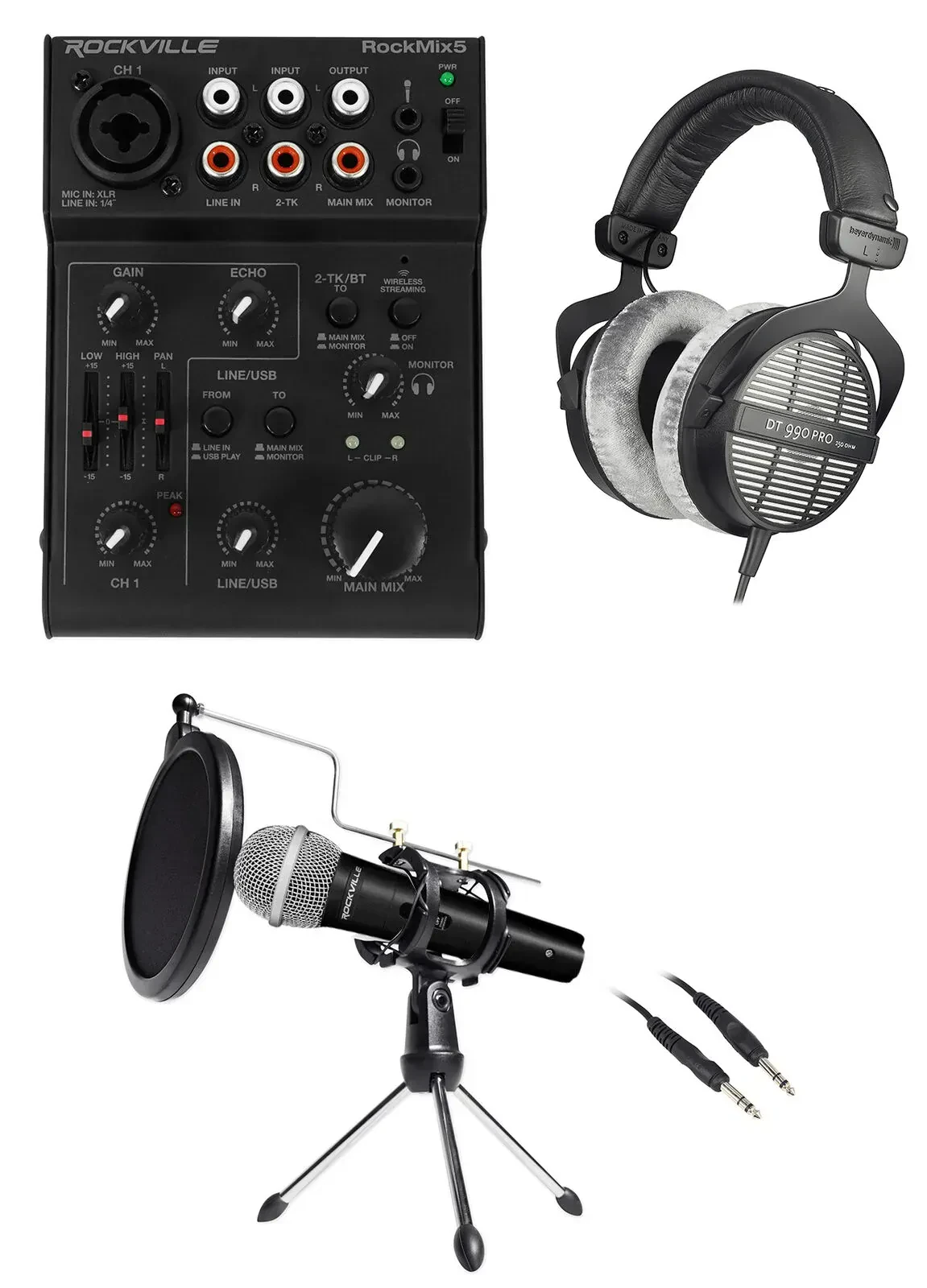 Комплект для подкастов Rockville RockMix 5+DT-990-PRO-250 BROAD 1