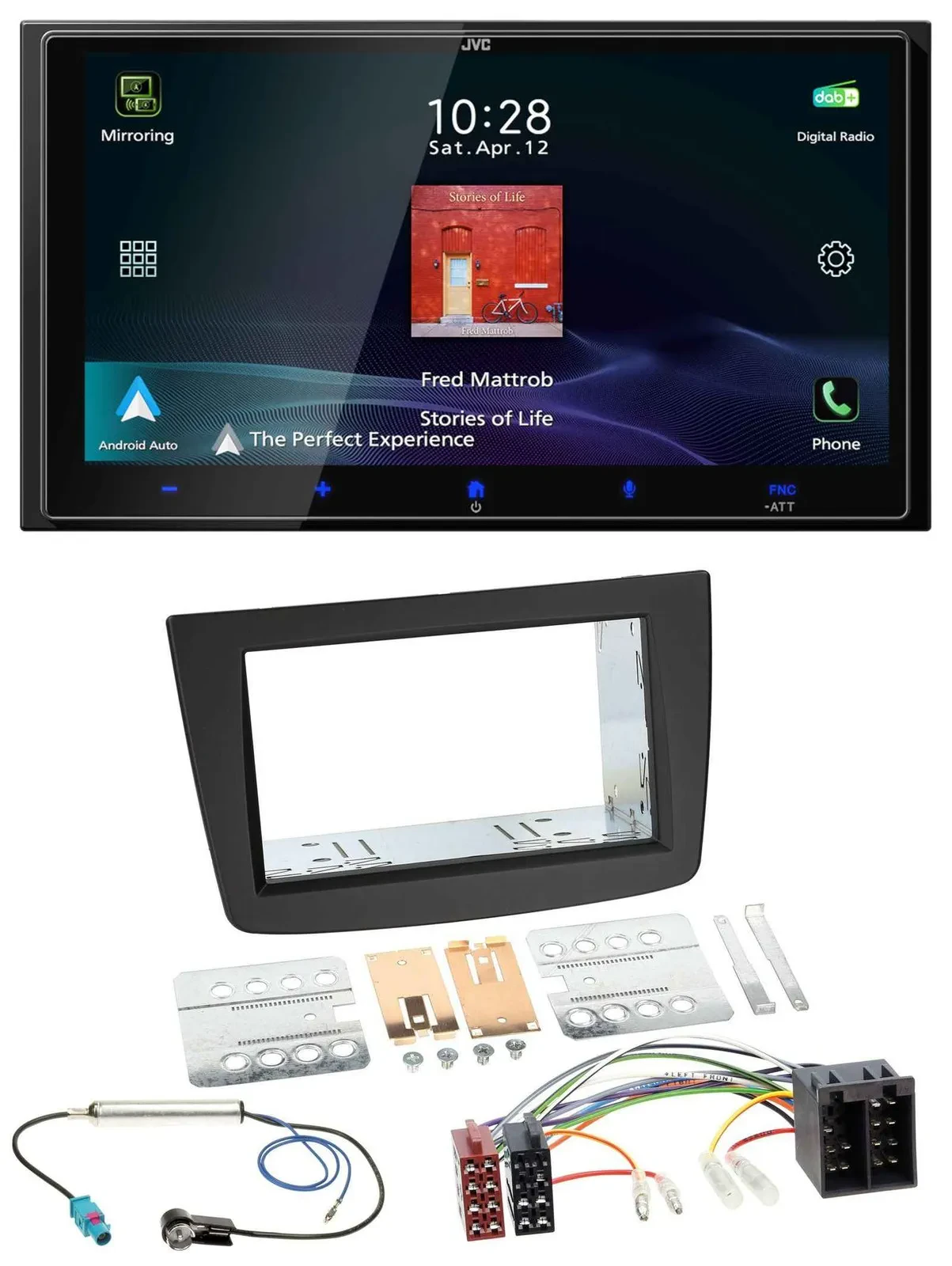 JVC USB Bluetooth 2DIN DAB MP3 Autoradio für Alfa Romeo Mito 08-14 955 ISO schwa