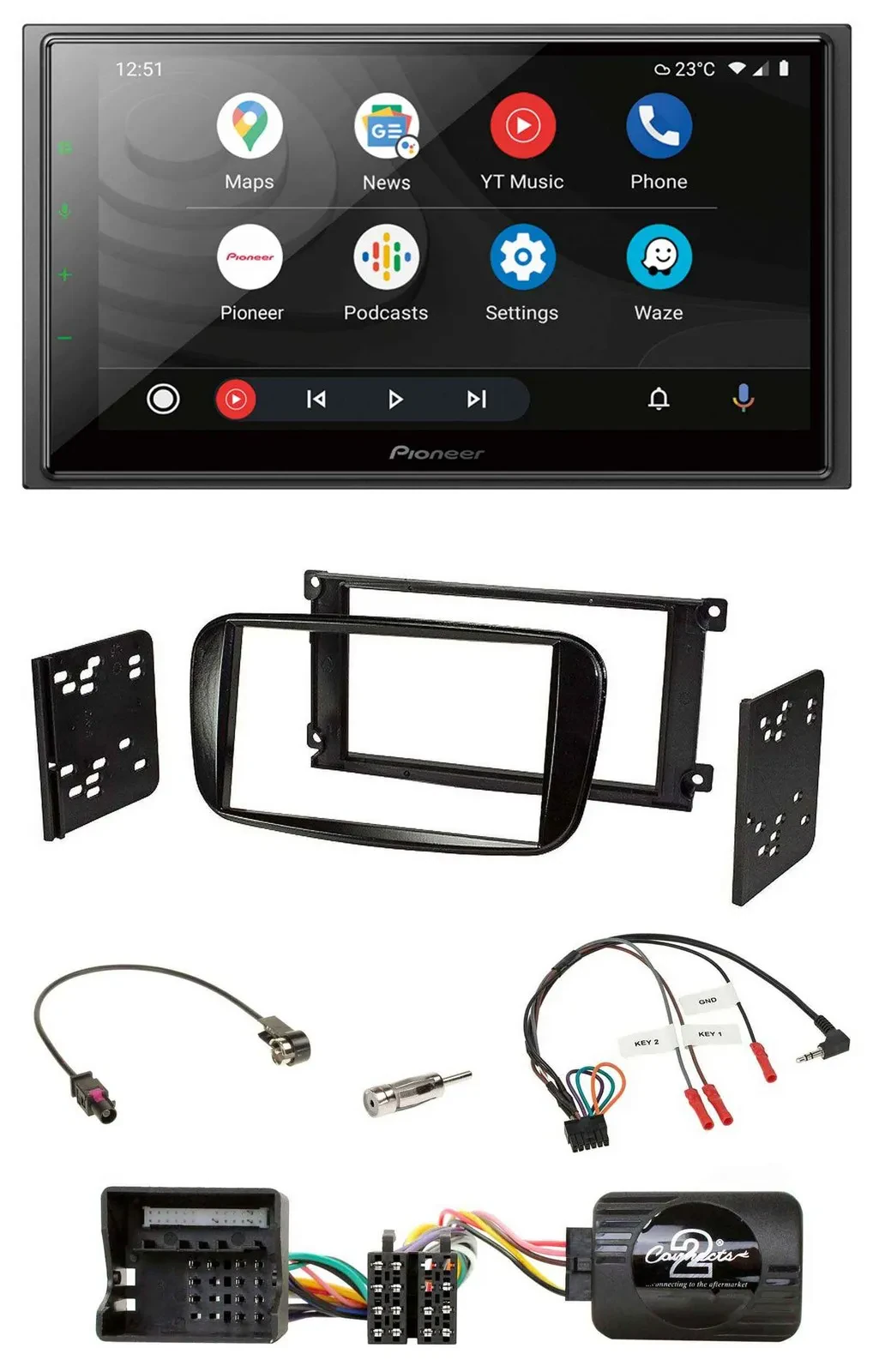 Pioneer USB 2DIN DAB Lenkrad Bluetooth Autoradio für Ford C-Max Focus Galaxy glä