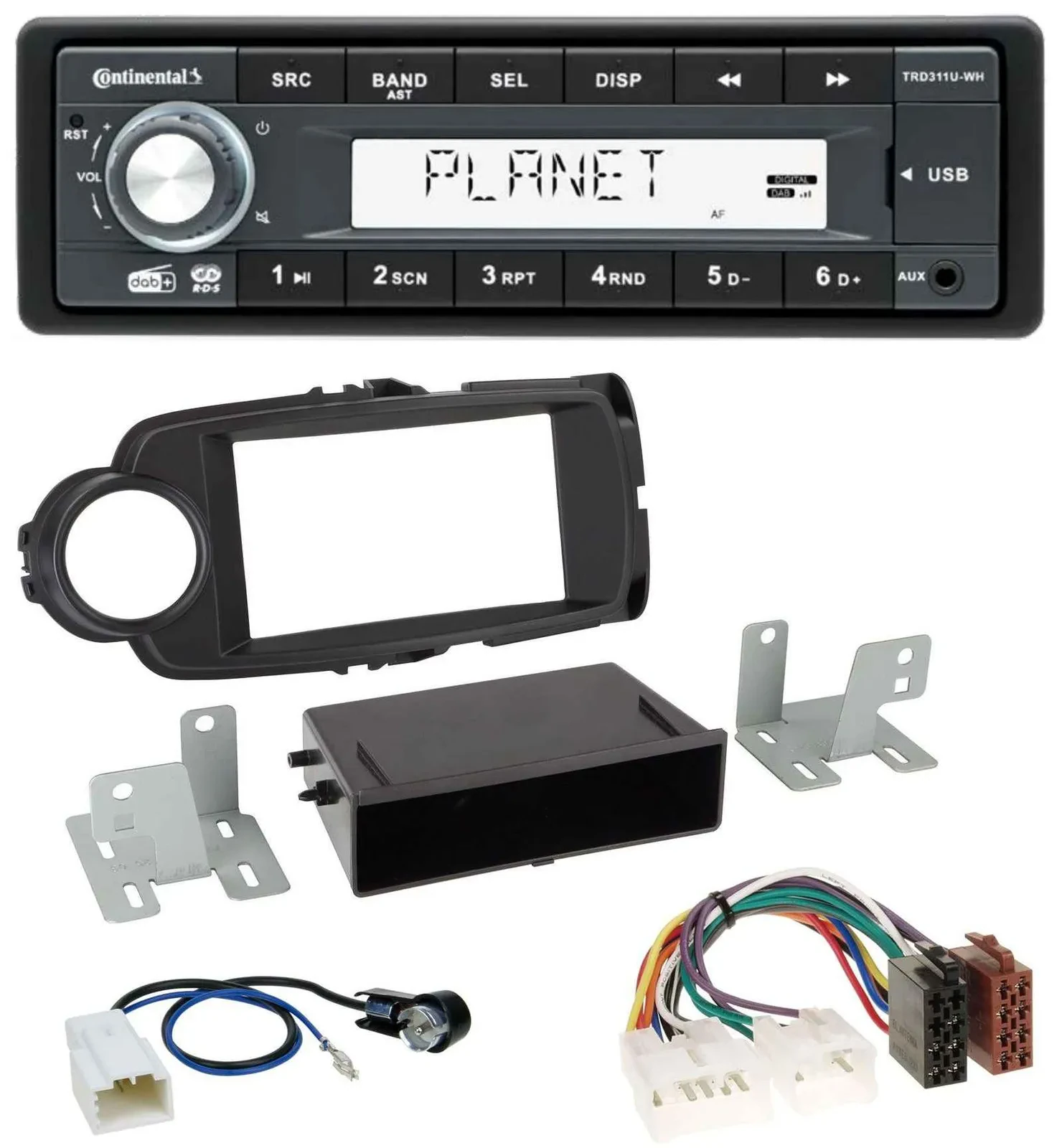 Continental MP3 AUX USB DAB 1DIN Autoradio für Toyota Yaris (11-14) - schwarz